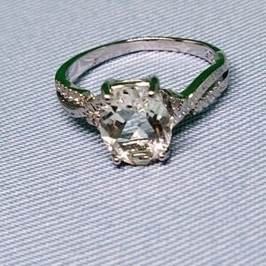 Elite New 2.05ctw Genuine Amethyst with Diamond .925 Sterling Silver Ring, Size